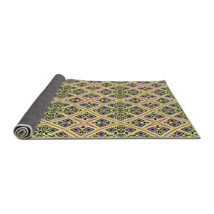 Thickness of Patterned Neon Yellow Novelty Rug, pat2867