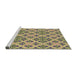 Serging Thickness of Machine Washable Transitional Neon Yellow Rug, wshpat2867