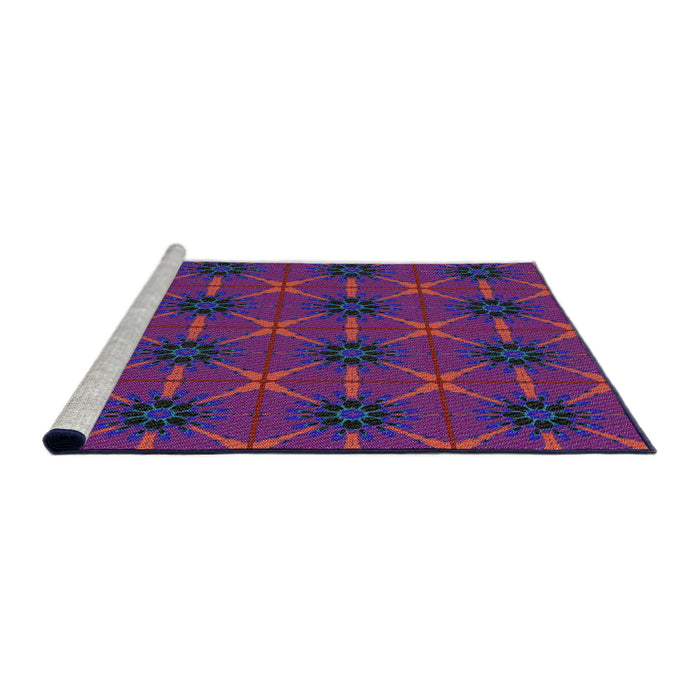 Serging Thickness of Machine Washable Transitional Purple Rug, wshpat2871