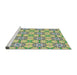 Serging Thickness of Machine Washable Transitional Green Rug, wshpat2872