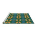 Serging Thickness of Machine Washable Transitional Green Rug, wshpat2874