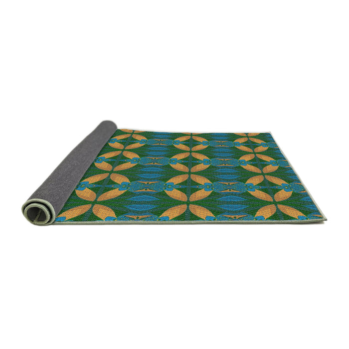 Thickness of Patterned Green Novelty Rug, pat2874