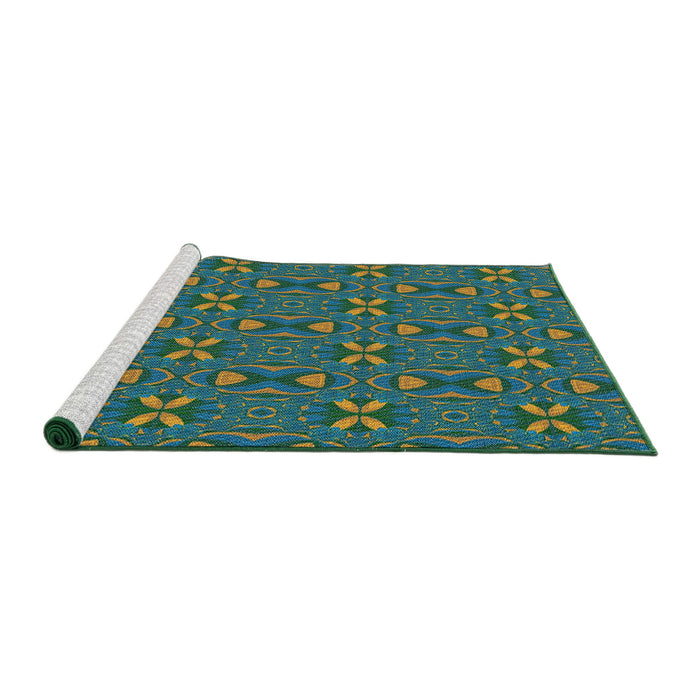 Serging Thickness of Machine Washable Transitional Mint Green Rug, wshpat2875
