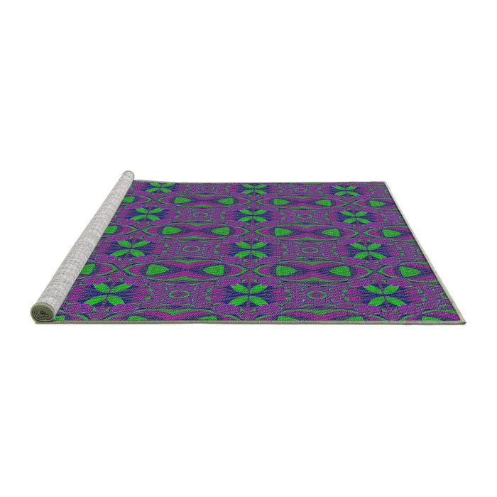 Serging Thickness of Machine Washable Transitional Bright Purple Rug, wshpat2876