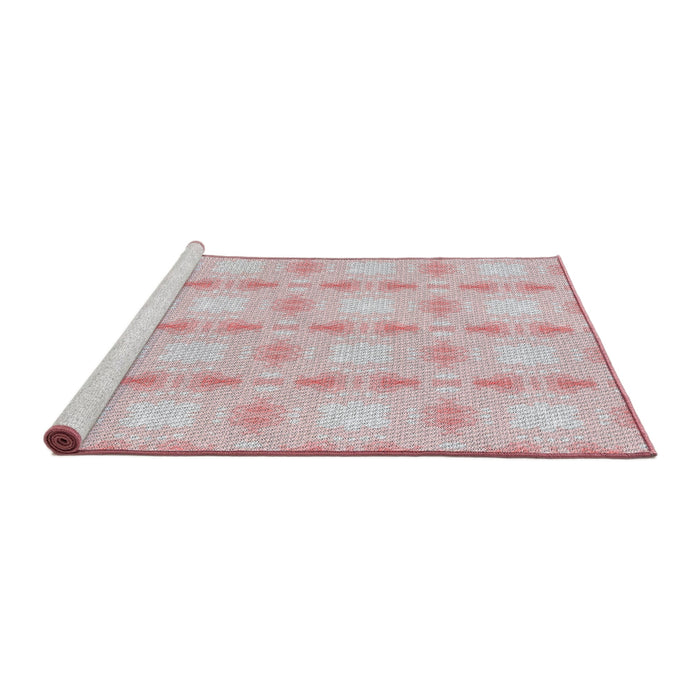 Serging Thickness of Machine Washable Transitional Pig Pink Rug, wshpat2879