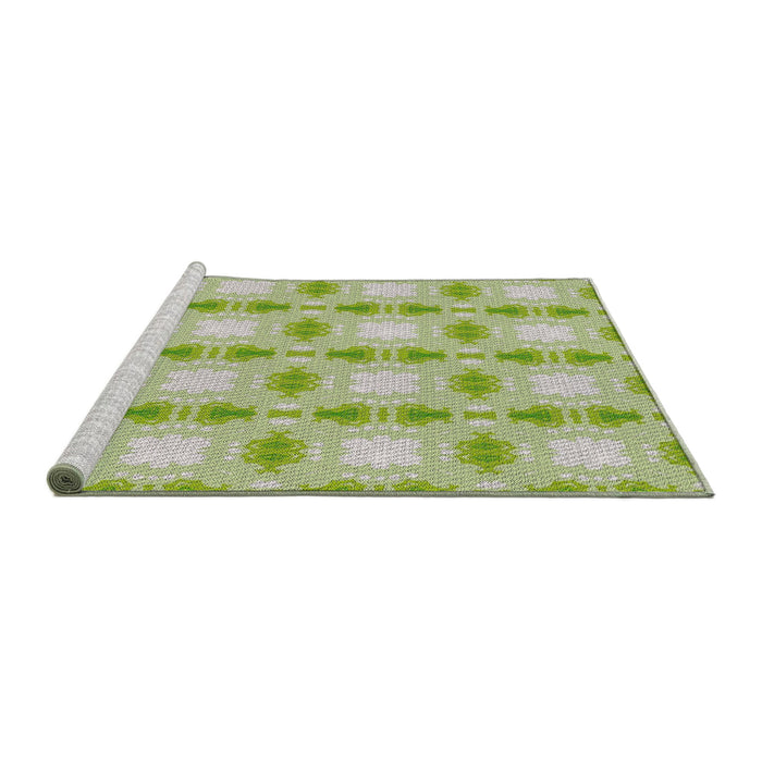 Serging Thickness of Machine Washable Transitional Tea Green Rug, wshpat2880