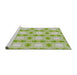 Serging Thickness of Machine Washable Transitional Tea Green Rug, wshpat2880