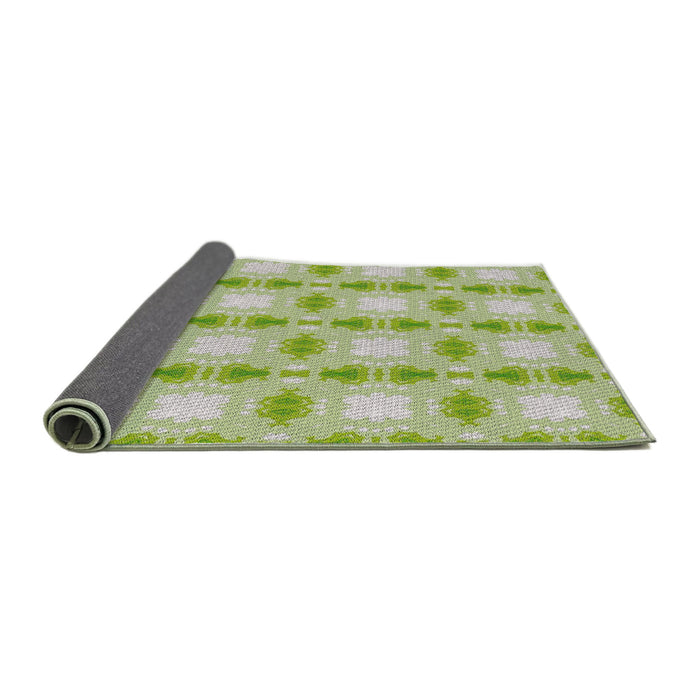 Thickness of Patterned Tea Green Novelty Rug, pat2880