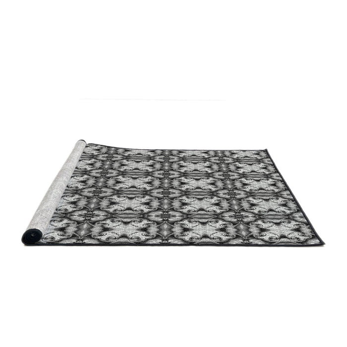 Serging Thickness of Machine Washable Transitional Light Black Rug, wshpat2885