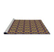 Serging Thickness of Machine Washable Transitional Metallic Gold Rug, wshpat2888