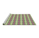 Serging Thickness of Machine Washable Transitional Green Rug, wshpat2889