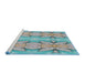 Serging Thickness of Machine Washable Transitional Grayish Turquoise Green Rug, wshpat2895