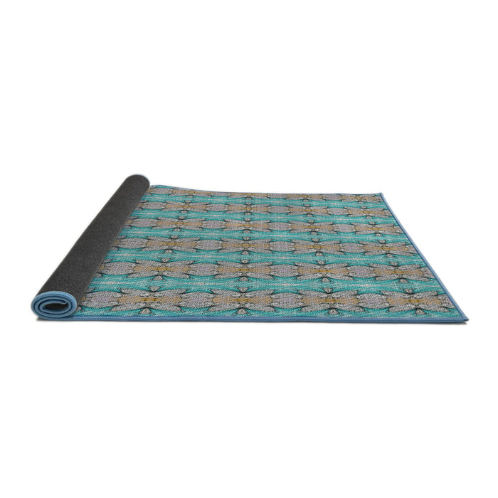 Thickness of Patterned Grayish Turquoise Green Novelty Rug, pat2896