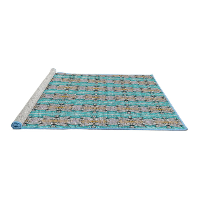 Serging Thickness of Machine Washable Transitional Grayish Turquoise Green Rug, wshpat2896