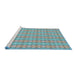 Serging Thickness of Machine Washable Transitional Grayish Turquoise Green Rug, wshpat2896