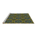 Serging Thickness of Machine Washable Transitional Dark Forest Green Rug, wshpat2898