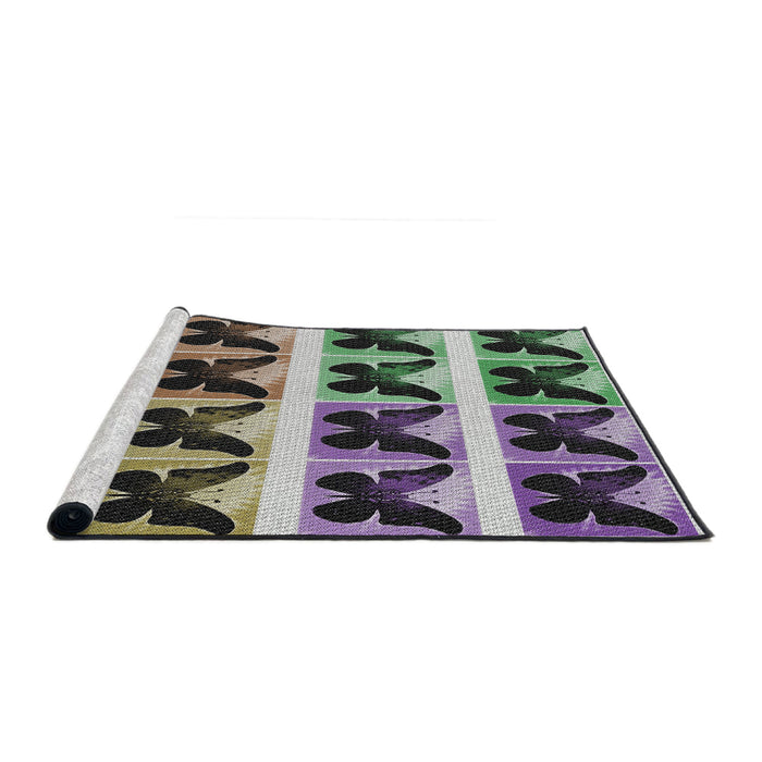 Serging Thickness of Machine Washable Transitional Black Rug, wshpat2899