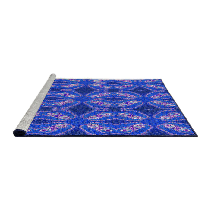 Serging Thickness of Machine Washable Transitional Sky Blue Rug, wshpat2904