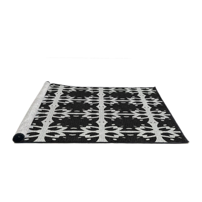 Serging Thickness of Machine Washable Transitional Black Rug, wshpat2908