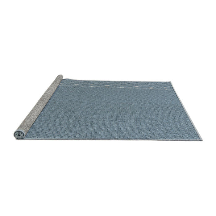 Serging Thickness of Machine Washable Transitional Azure Blue Rug, wshpat291