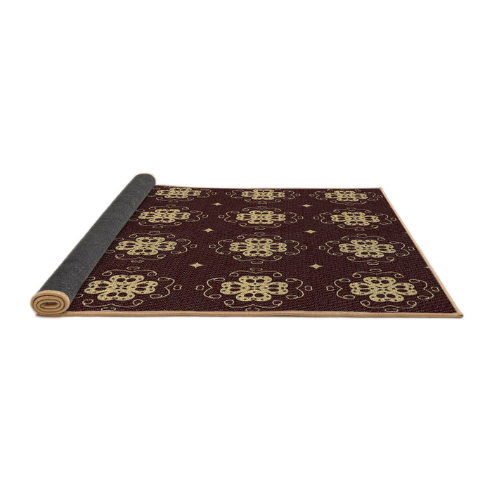 Thickness of Patterned Black Brown Novelty Rug, pat2911