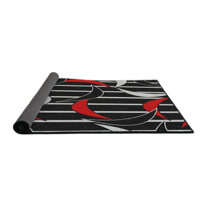 Thickness of Patterned Black Brown Novelty Rug, pat2919