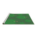 Serging Thickness of Machine Washable Transitional Deep Emerald Green Rug, wshpat2920