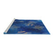 Serging Thickness of Machine Washable Transitional Blueberry Blue Rug, wshpat2921