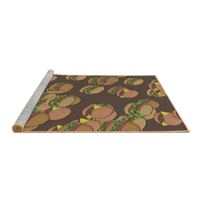 Serging Thickness of Machine Washable Transitional Peru Brown Rug, wshpat2924