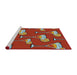 Serging Thickness of Machine Washable Transitional Copper Red Pink Rug, wshpat2925