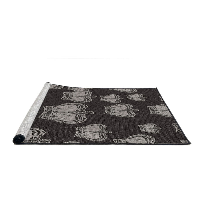 Serging Thickness of Machine Washable Transitional Midnight Gray Rug, wshpat2927