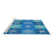 Serging Thickness of Machine Washable Transitional Diamond Blue Rug, wshpat293