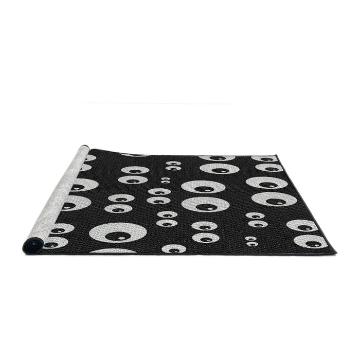 Serging Thickness of Machine Washable Transitional Black Rug, wshpat2931