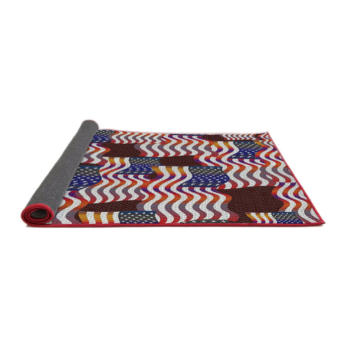 Thickness of Patterned Plum Purple Novelty Rug, pat2933