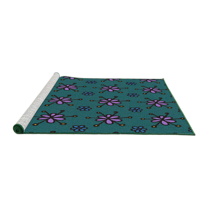 Serging Thickness of Machine Washable Transitional Light Sea Green Rug, wshpat2935