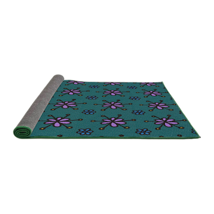 Thickness of Patterned Light Sea Green Novelty Rug, pat2935