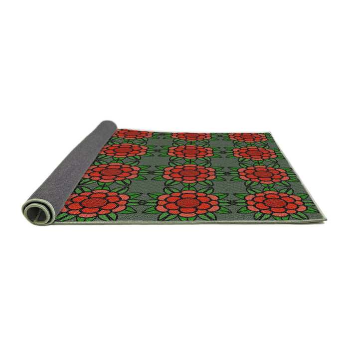 Thickness of Patterned Fern Green Novelty Rug, pat2939
