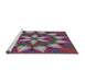 Serging Thickness of Machine Washable Transitional Dark Raspberry Purple Rug, wshpat2942