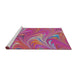 Serging Thickness of Machine Washable Transitional Medium Violet Red Pink Rug, wshpat2944