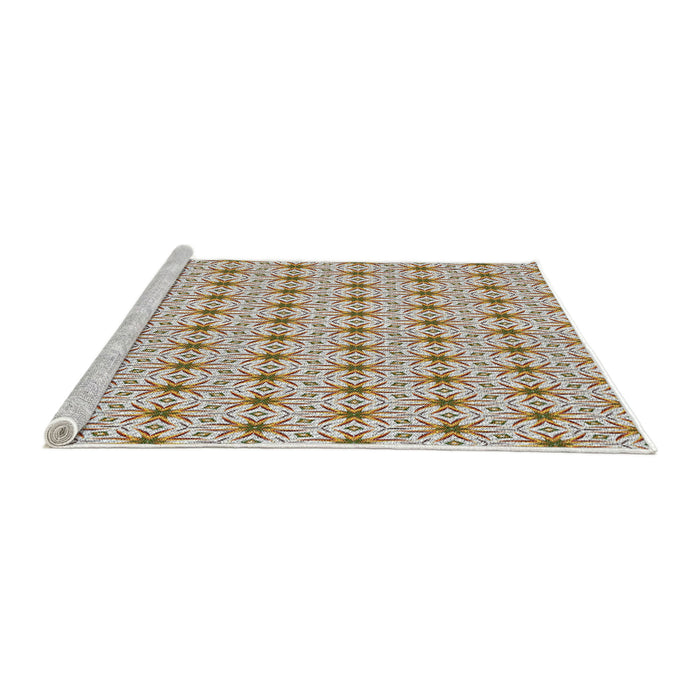 Serging Thickness of Machine Washable Transitional Sienna Brown Rug, wshpat2946