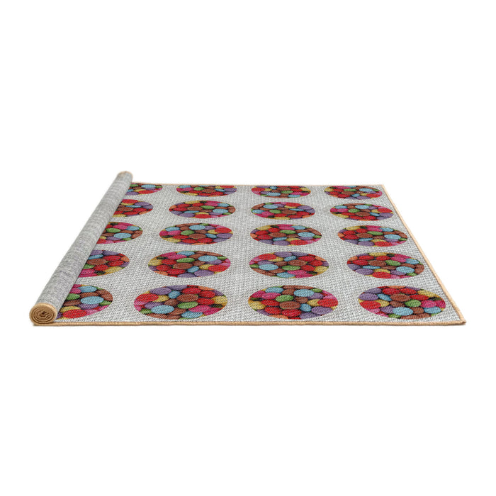 Serging Thickness of Machine Washable Transitional Chestnut Brown Rug, wshpat295