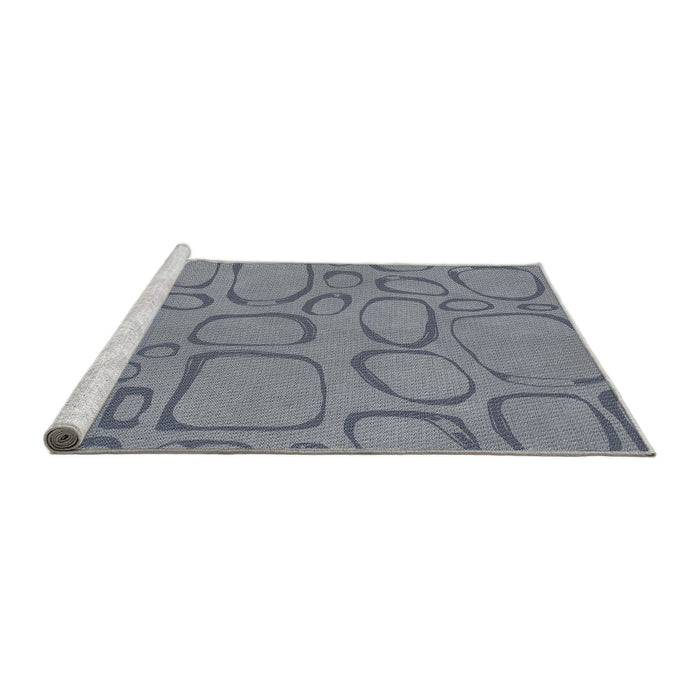 Serging Thickness of Patterned Purple Navy Blue Abstract Machine Washable Rug, wshpat2953