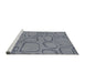 Serging Thickness of Patterned Purple Navy Blue Abstract Machine Washable Rug, wshpat2953