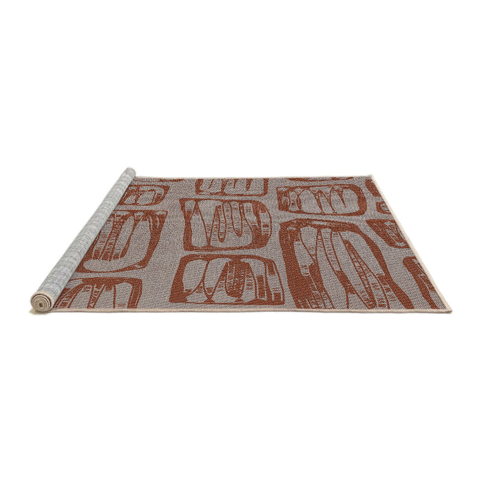 Serging Thickness of Machine Washable Transitional Tan Brown Rug, wshpat2954
