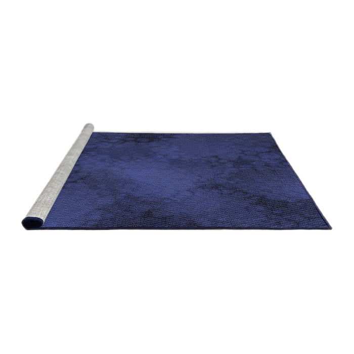 Serging Thickness of Machine Washable Transitional Denim Dark Blue Rug, wshpat2957