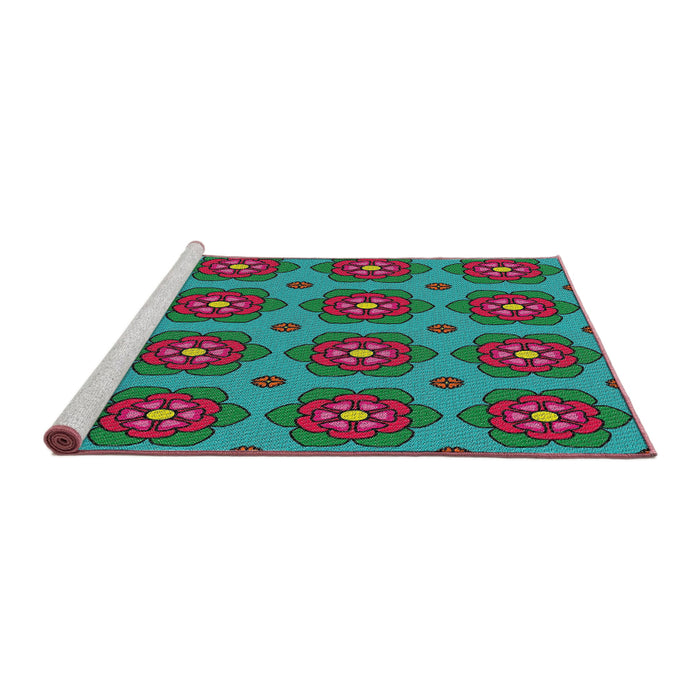 Serging Thickness of Machine Washable Transitional MediumSpring Green Rug, wshpat2960