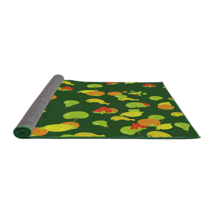 Thickness of Patterned Green Novelty Rug, pat2961