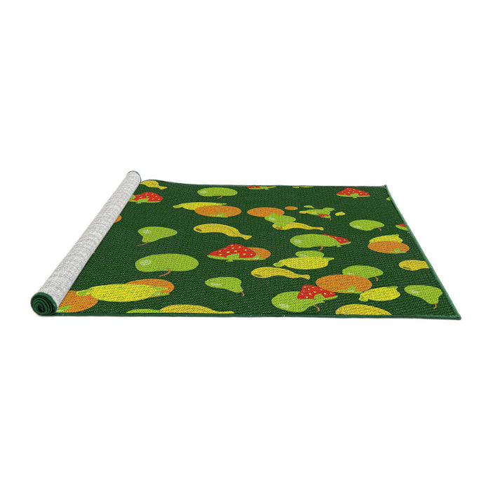 Serging Thickness of Machine Washable Transitional Green Rug, wshpat2961