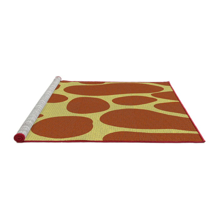 Serging Thickness of Machine Washable Transitional Yellow Rug, wshpat2962