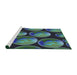 Serging Thickness of Machine Washable Transitional Deep-Sea Blue Rug, wshpat2963